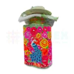 Conjunto de Pollera en Bayetilla Nacional Modelo Flores con Pavo – Verde Olivo