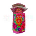 Conjunto de Pollera en Paño Importado Modelo Flores Grandes con Mariposa – Color Yogurt